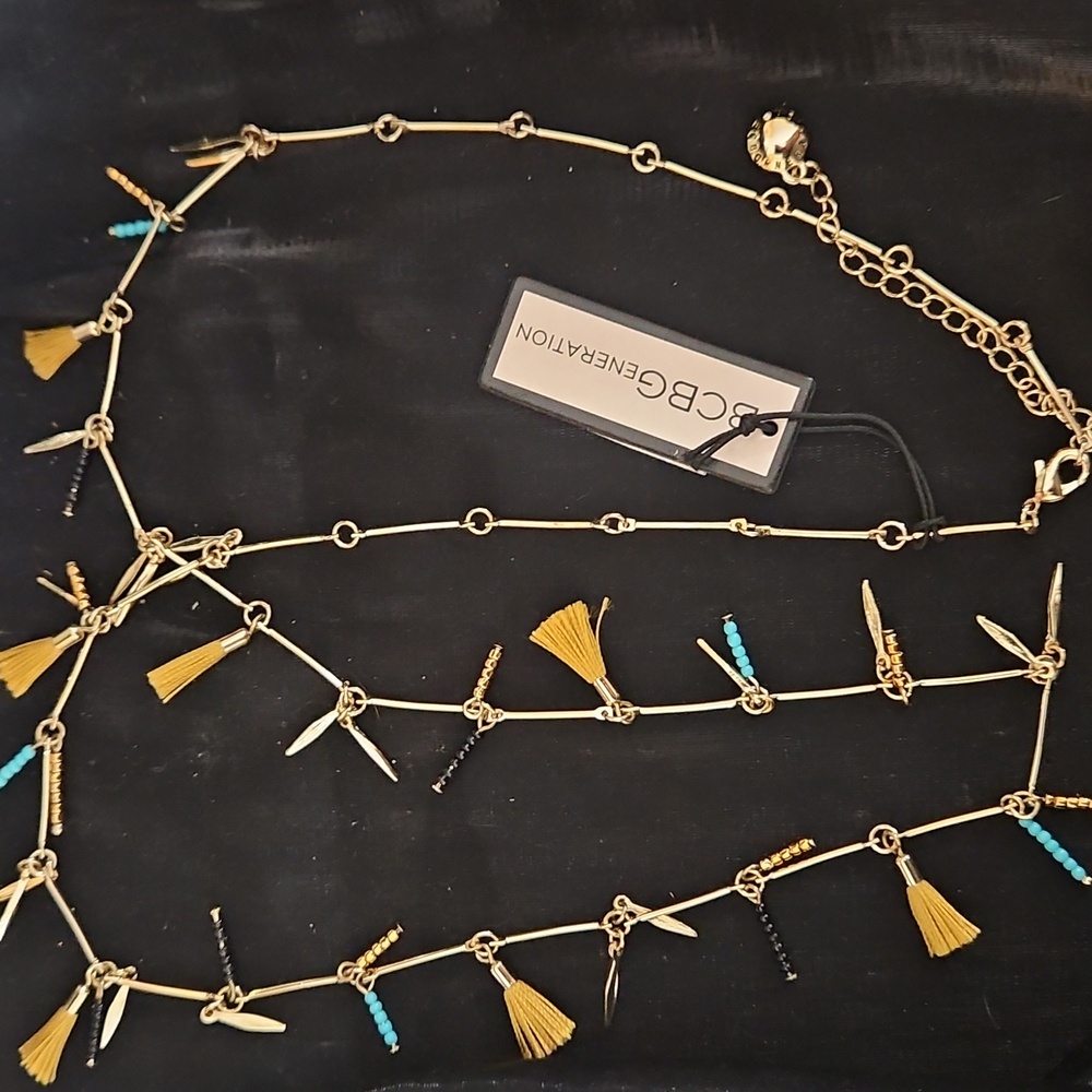 BCBG Goldtone Necklace with Faux Turquoise and Black Accents PROTOTYPE SAMPLE